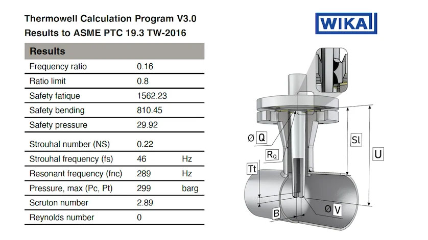 Bản vẽ kích thước Thermowell cần thiết để tính toán tần số rung